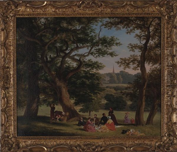 The Earl Of Dysart's Family In Richmond Park Oil Painting by William Frederick Witherington