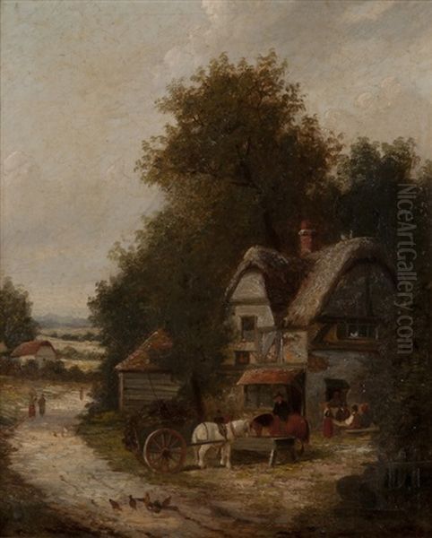 At The Village Inn Near Worcester Oil Painting by William Frederick Witherington