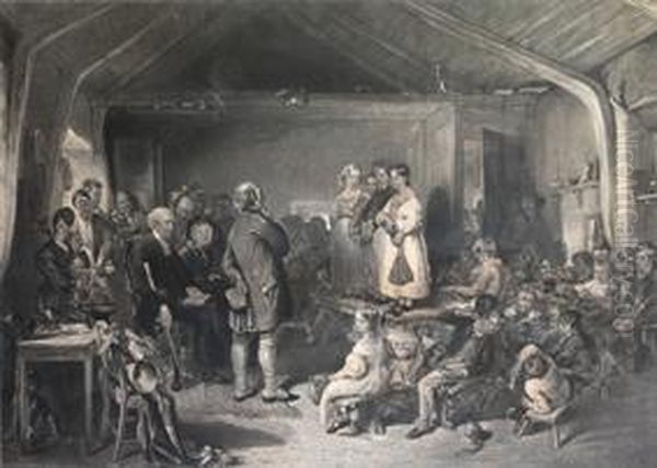 The Examination Of A Village School Oil Painting by Frederick Bromley