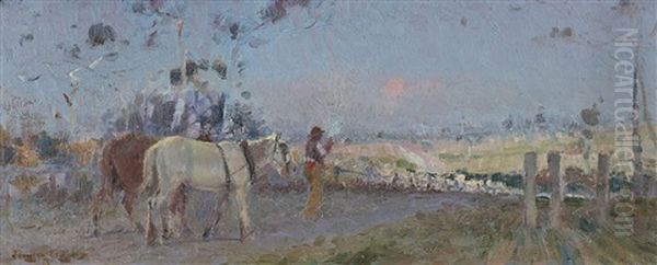 Plough Horses Oil Painting by Walter Herbert Withers