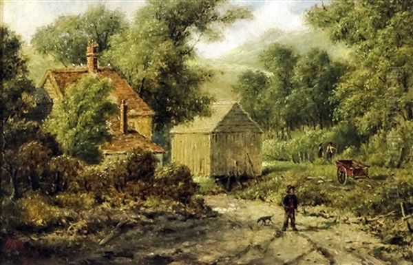 View Of Dover Castle From Farthingloe Farm (+ Country Scene With A Cottage And Granary Building; Pair) Oil Painting by R. Witherspoon