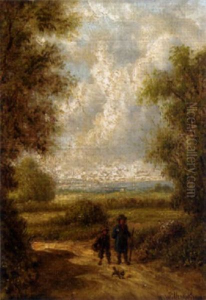 View On The Road To Church Whitfield, Near Dover Oil Painting by R. Witherspoon