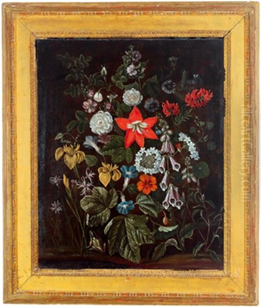 Ein Blumenstraus Mit Einem Frosch Oil Painting by Alida Withoos