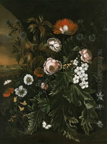 Stillleben Mit Blumen In Einem Waldesgrund Oil Painting by Alida Withoos