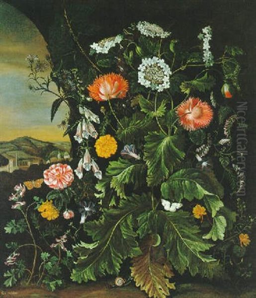 Blumen In Einem Waldgrund Oil Painting by Alida Withoos