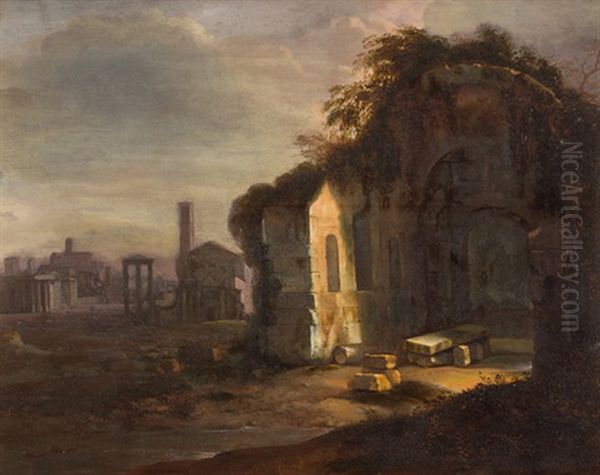 Romisches Architektur-capriccio Oil Painting by Matthias Withoos