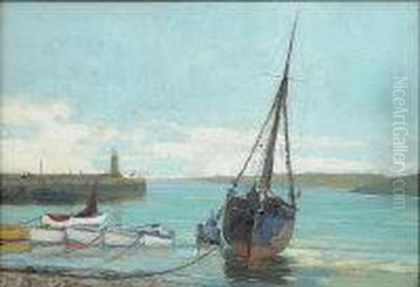 St. Ives Harbour Oil Painting by John Mallard Bromley