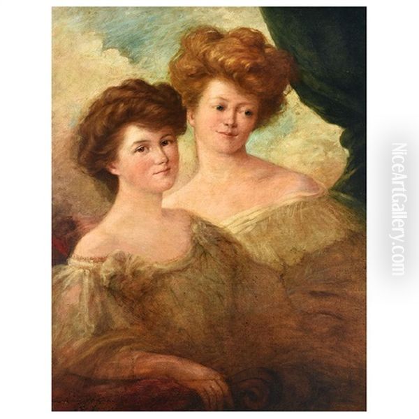 Portrait Of Two Women Oil Painting by Evelyn Almond Withrow