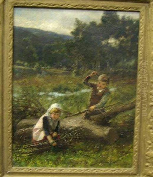 Wood Gatherers Oil Painting by John Mallard Bromley