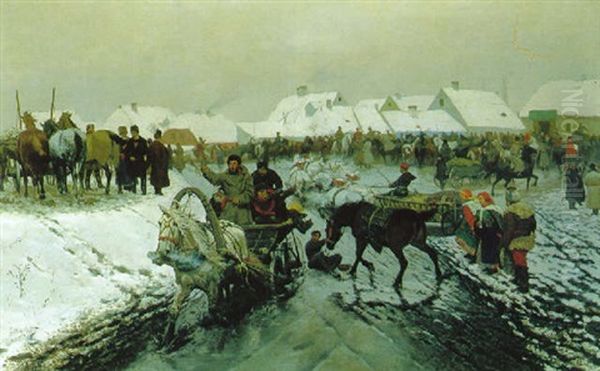 Pferdemarkt Oil Painting by Stanislaw Witkiewicz