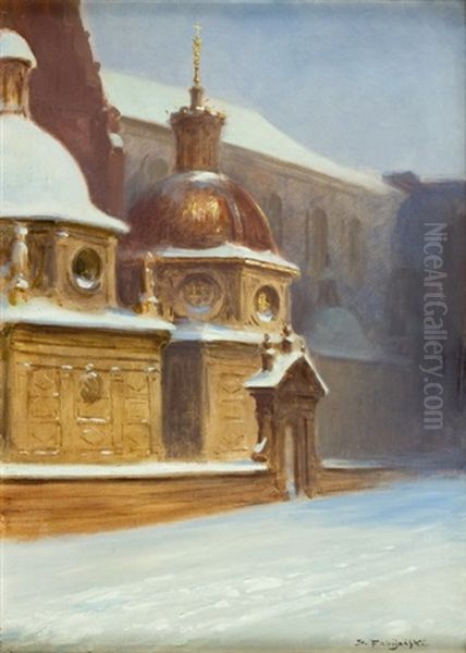 Wawel Cathedral And Sigismond Chapel Oil Painting by Stanislaw Ignacy Witkiewicz