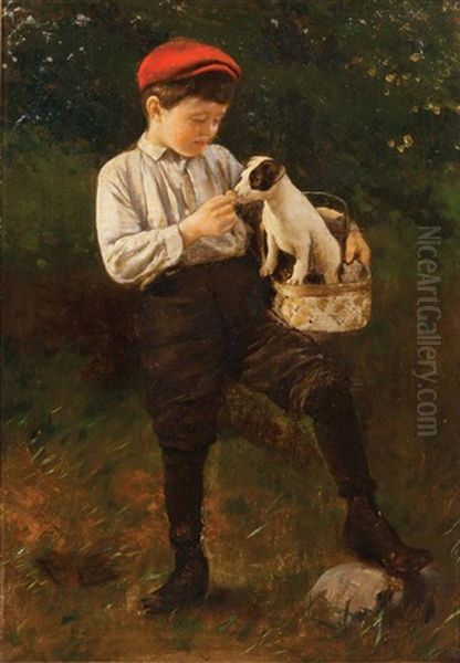 A Boy And His Dog Oil Painting by Karl Witkowski