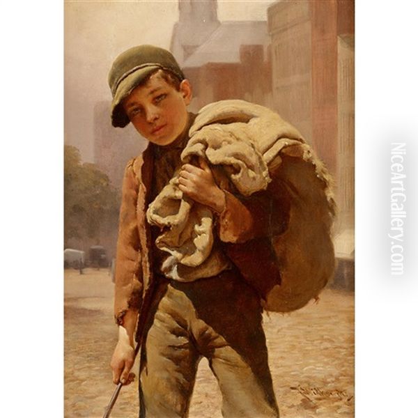 Street Urchin Oil Painting by Karl Witkowski