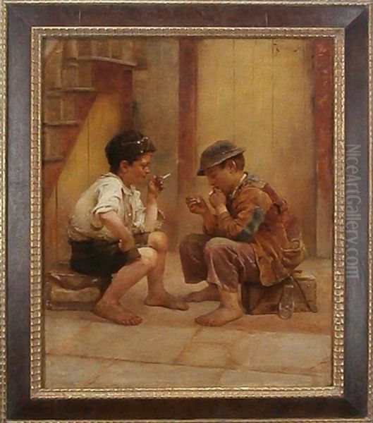 Two Boys Oil Painting by Karl Witkowski