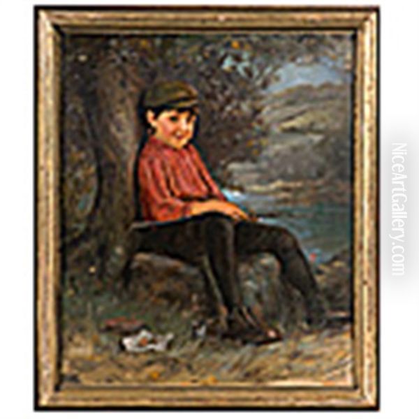 Young Fisherman Oil Painting by Karl Witkowski