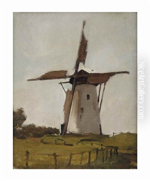 Witte Molen, Wijk Bij Duurstede: The Windmill Oil Painting by Willem Arnoldus Witsen