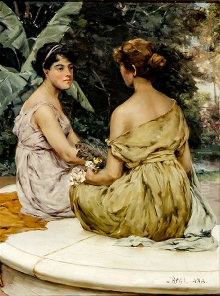 A Classical Conversation Oil Painting by John Henry Witt