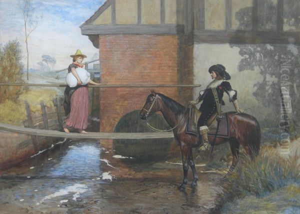 Crossing The Stream Oil Painting by Valentin Walter Bromley