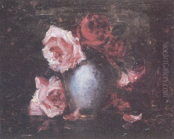 Bouquet De Roses Oil Painting by John Henry Witt