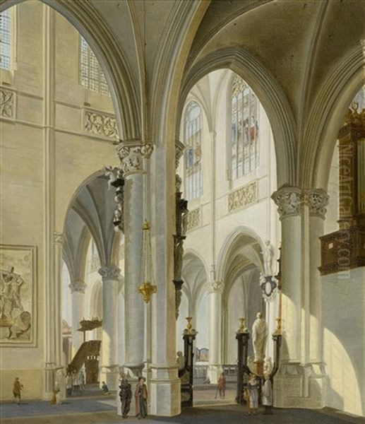 Interieur Einer Kirche Oil Painting by Emanuel de Witte