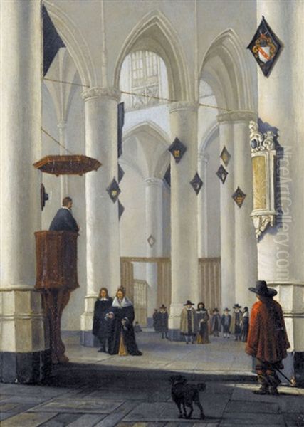 Kircheninterieur Mit Hochzeitszeremonie Oil Painting by Emanuel de Witte