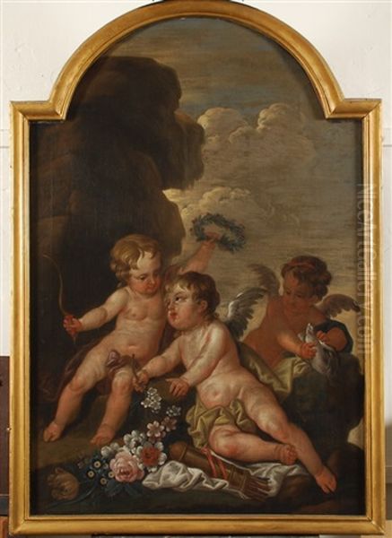 Scene Allegorique Avec Trois Putti Oil Painting by Gaspar de Witte