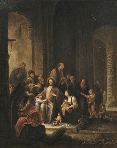 Christ Receiving The Children Oil Painting by Pieter de Witte