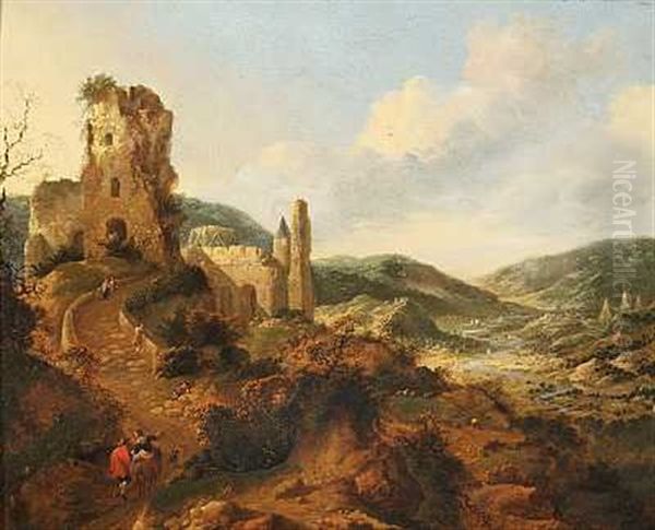 Flodlandskab Med Borgruin Oil Painting by Pieter de Witte