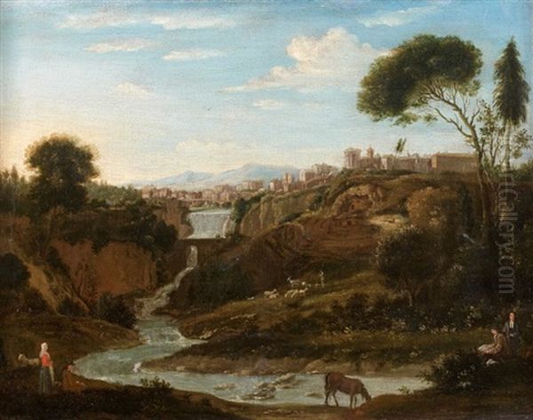 Artiste Dans Un Paysage De Tivoli by Gaspar van Wittel