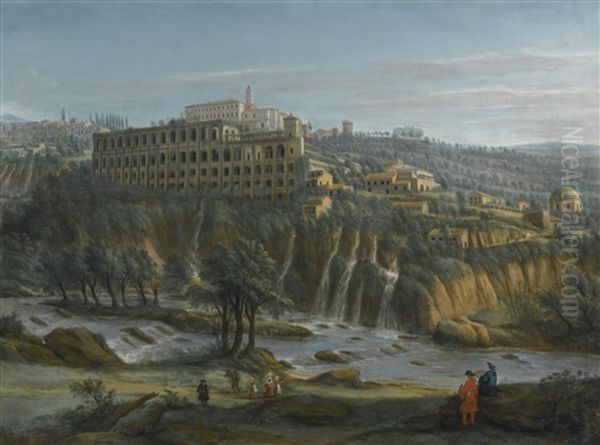 Tivoli, A View Of The Waterfalls And The Villa Of Maecenas Oil Painting by Gaspar van Wittel