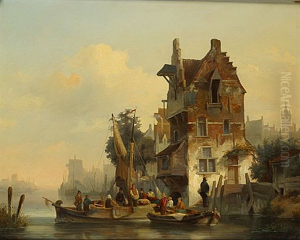 Aan De Rand Van De Rivier Oil Painting by Alexander Joseph Wittevronghel