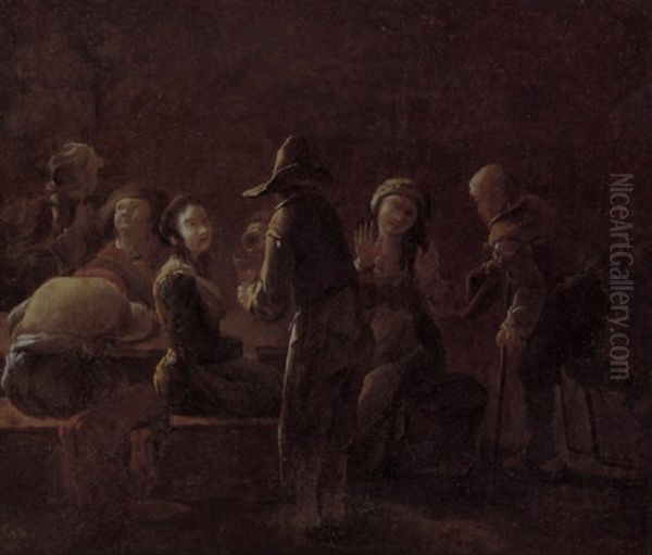 Peasants Drinking In A Tavern With A Beggar Seeking Alms Oil Painting by Bartholomaeus Wittig