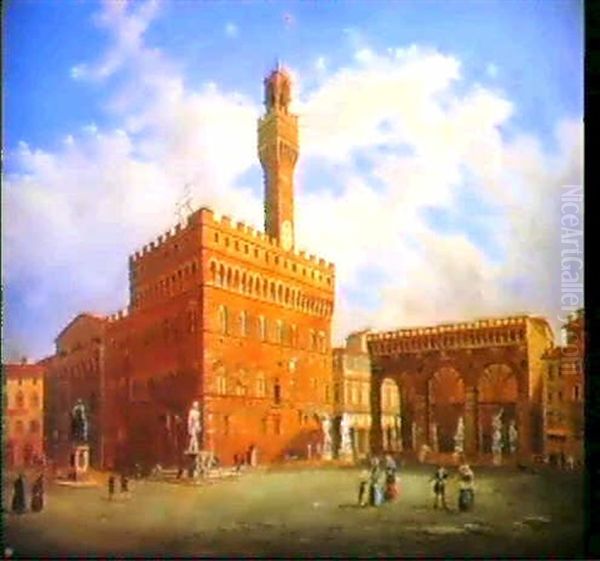 Piazza Della Signorina A Firenze Oil Painting by Teodoro Guglielmo Witting