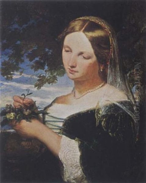 Pious Maiden Oil Painting by Johann Bernhard Wittkamp