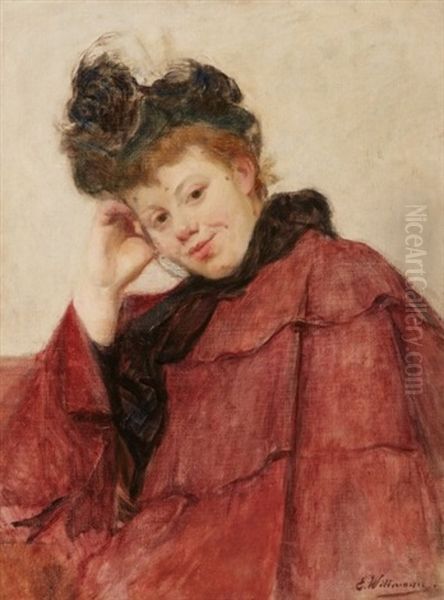 Portrait De Femme A La Voillette Oil Painting by Ernest Wittmann