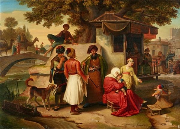 An Oriental Scene In Smyrna Oil Painting by Johann Michael Wittmer the Younger