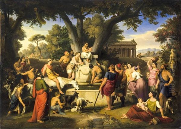 Aesop Tells His Fables Oil Painting by Johann Michael Wittmer the Younger