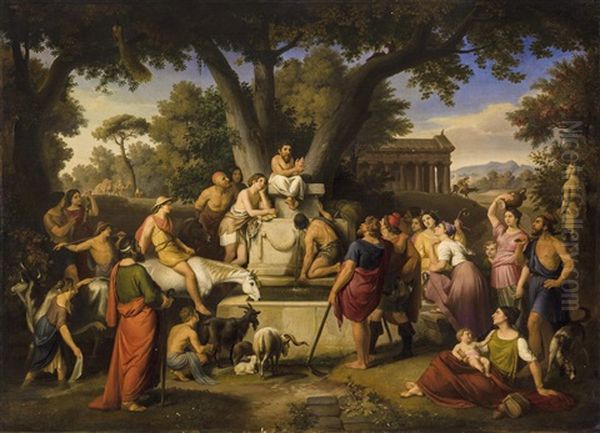 Aesop Tells His Fables Oil Painting by Johann Michael Wittmer the Younger