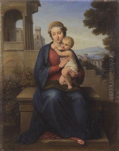 Madonna Mit Kind Oil Painting by Johann Michael Wittmer the Younger