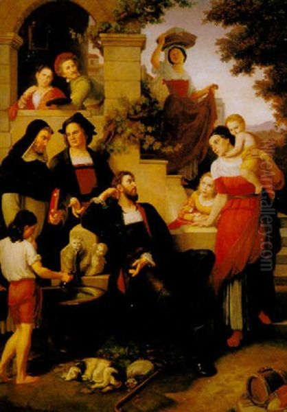 Der Kunstler Und Seine Familie Oil Painting by Johann Michael Wittmer the Younger