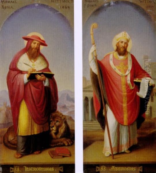 Die Vier Heiligen Kirchenvater Ambrosius, Hieronymus, Gregor Und Augustinus Oil Painting by Johann Michael Wittmer the Younger