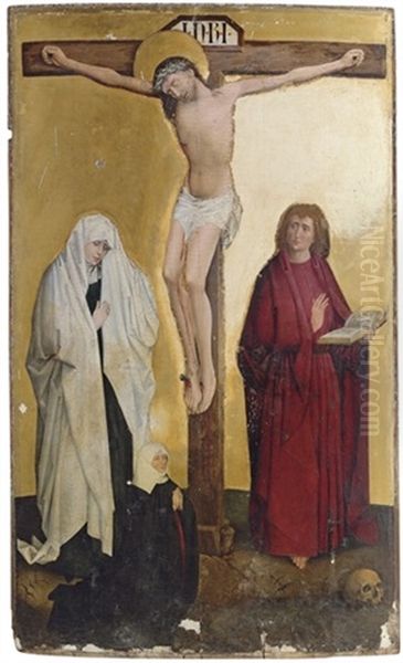 The Crucifixion With The Virgin, Saint John The Evangelist And A Donatrix Oil Painting by Konrad Witz