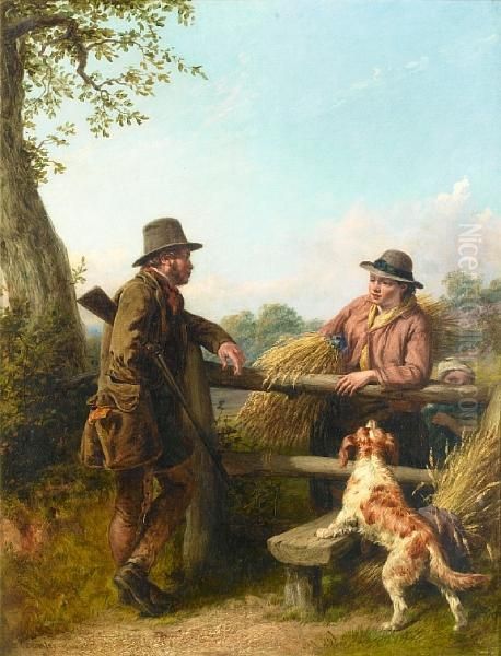 Country Conversation Oil Painting by Valentin Walter Bromley