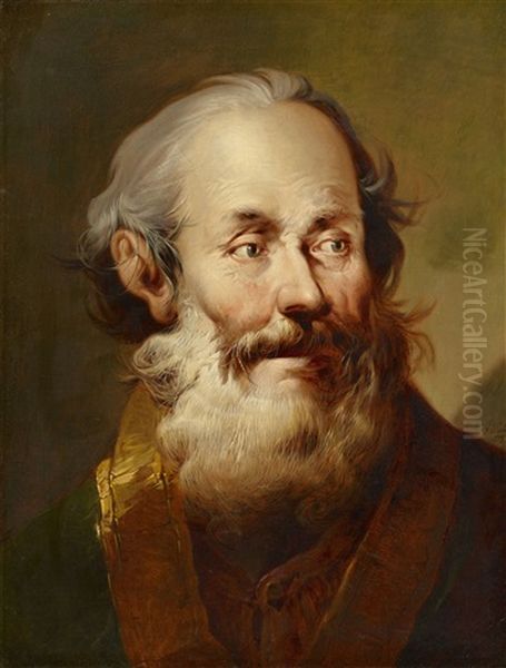 Two Portraits Of Bearded Men Oil Painting by Tiberius Dominikus Wocher