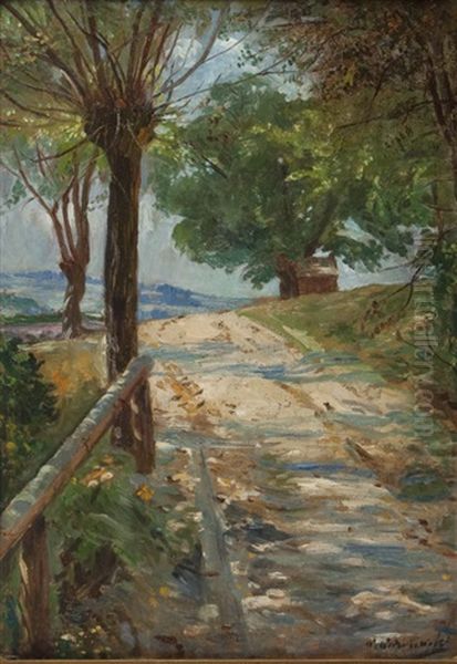 Pejzaz Z Droga Oil Painting by Wincenty Wodzinowski