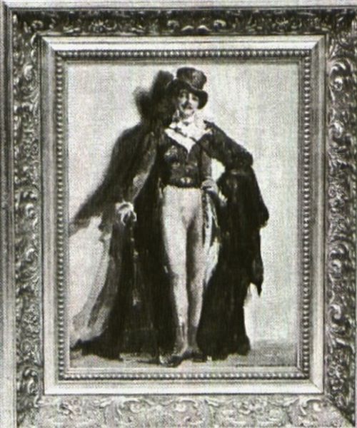 Gentleman In Fancy Dress With Purple Cloak (study) Oil Painting by Arthur William Woelfle