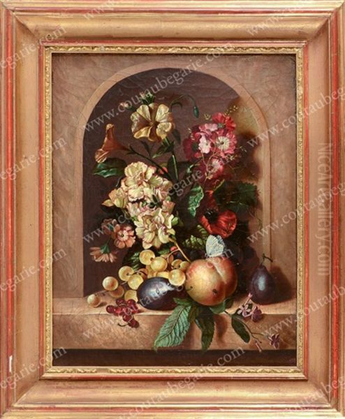 Bouquet De Fleurs Sur Un Entablement Oil Painting by Petronella Woensel