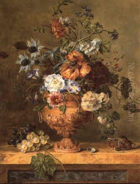 Bouquet De Fleurs Sur Un Entablement De Pierre Oil Painting by Petronella Woensel