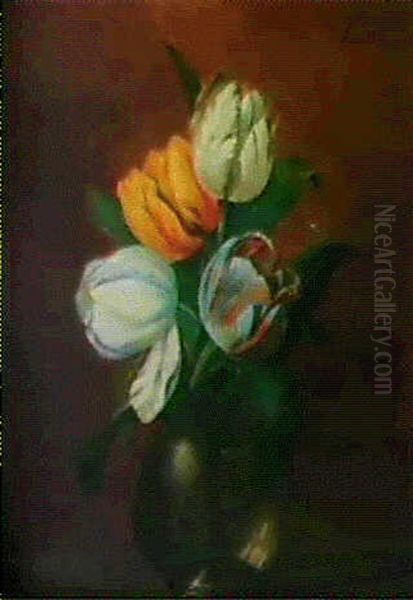 Blumen In Einer Glasvase Oil Painting by Petronella Woensel