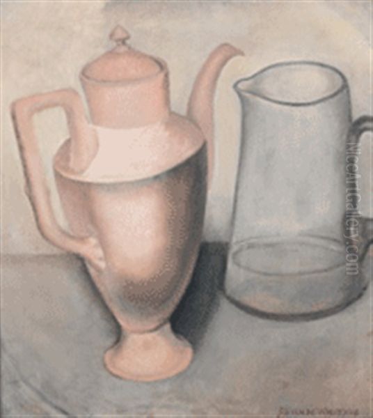 Stilleben Mit Kaffeekanne Und Glaskaraffe Oil Painting by Gustave van de Woestyne